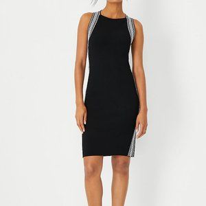 Bordered Jacquard Sleeveless Sweater Dress